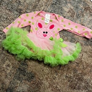 Adorable Pink and Green Bunny Tutu Costume